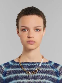 Necklaces>Marni Mixed Link Chain Necklace With Pearls And Rings VINTAGE/DEEP GOLD