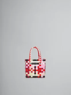 Kids>Marni Multicolor Woven Micro Basket Bag WHITE/BRIGHT RED/LILAC SACKET