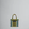 Kids>Marni Multicolor Woven Micro Basket Bag BUTTERCUP/WHITE/PINE GREEN