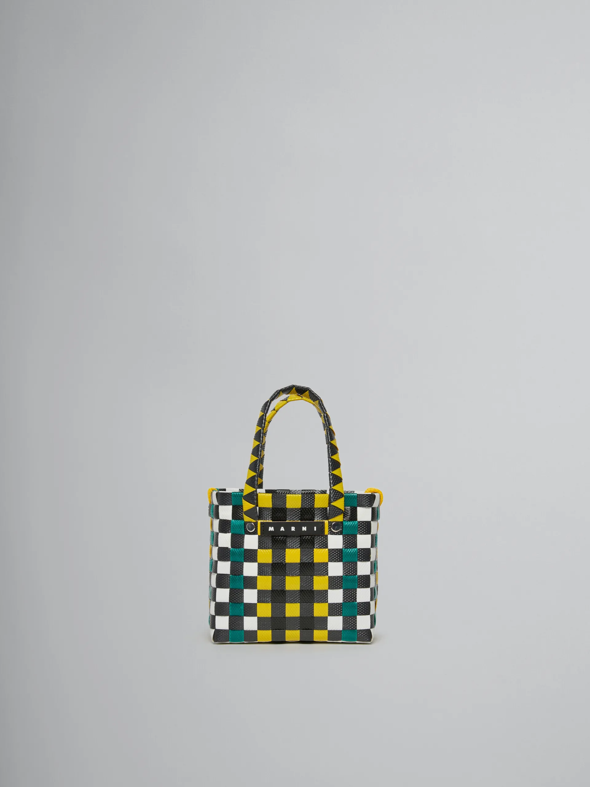Kids>Marni Multicolor Woven Micro Basket Bag BUTTERCUP/WHITE/PINE GREEN