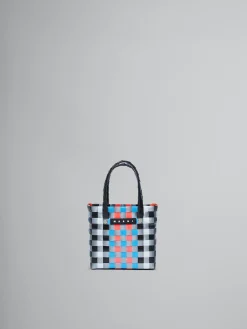 Kids>Marni Multicolor Woven Micro Basket Bag BLACK/WHITE/GREY