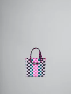 Kids>Marni Multicolor Woven Micro Basket Bag LILAC SACKET/BLACK/PINE GREEN