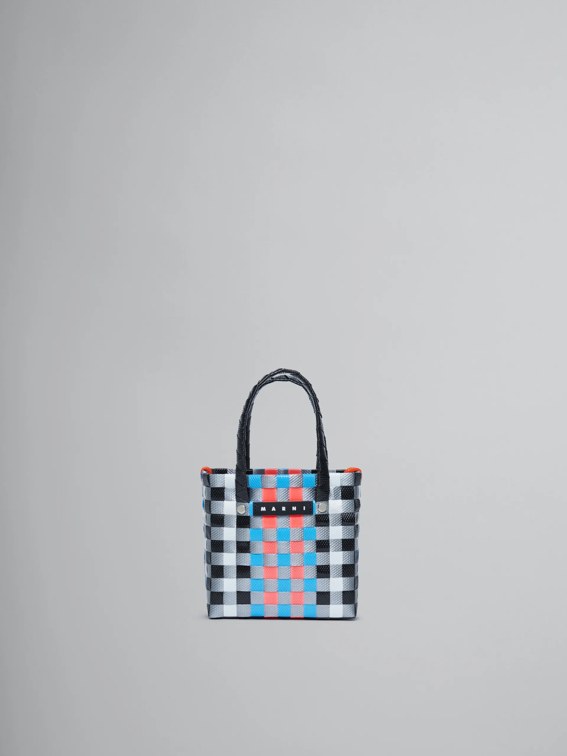 Kids>Marni Multicolor Woven Micro Basket Bag BLACK/WHITE/GREY