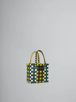 Kids>Marni Multicolor Woven Micro Basket Bag BUTTERCUP/WHITE/PINE GREEN