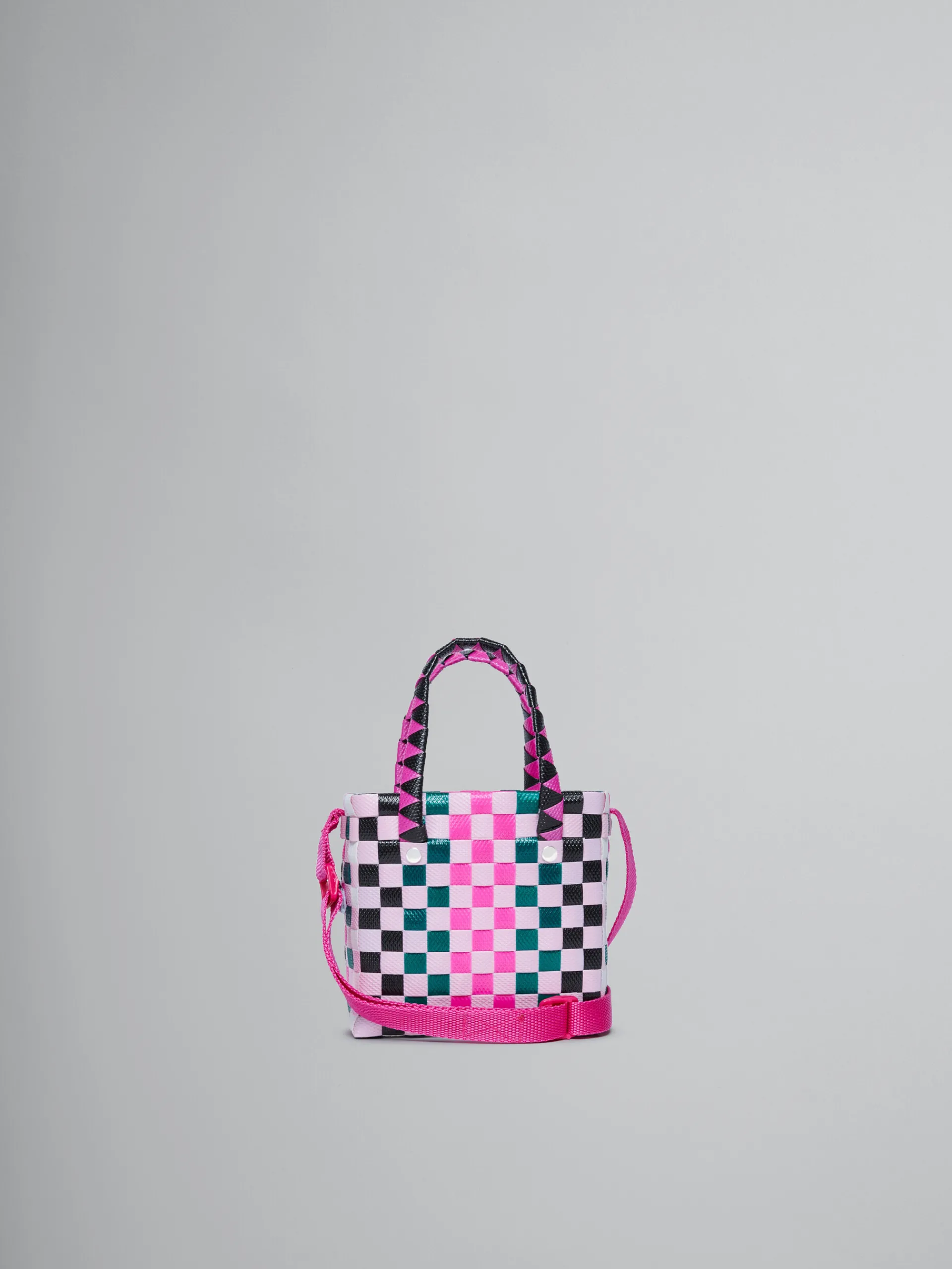 Kids>Marni Multicolor Woven Micro Basket Bag LILAC SACKET/BLACK/PINE GREEN