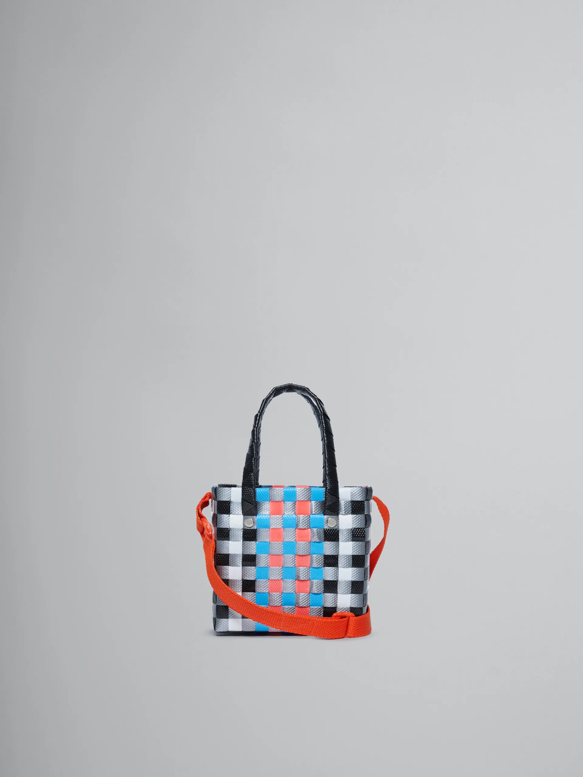 Kids>Marni Multicolor Woven Micro Basket Bag BLACK/WHITE/GREY