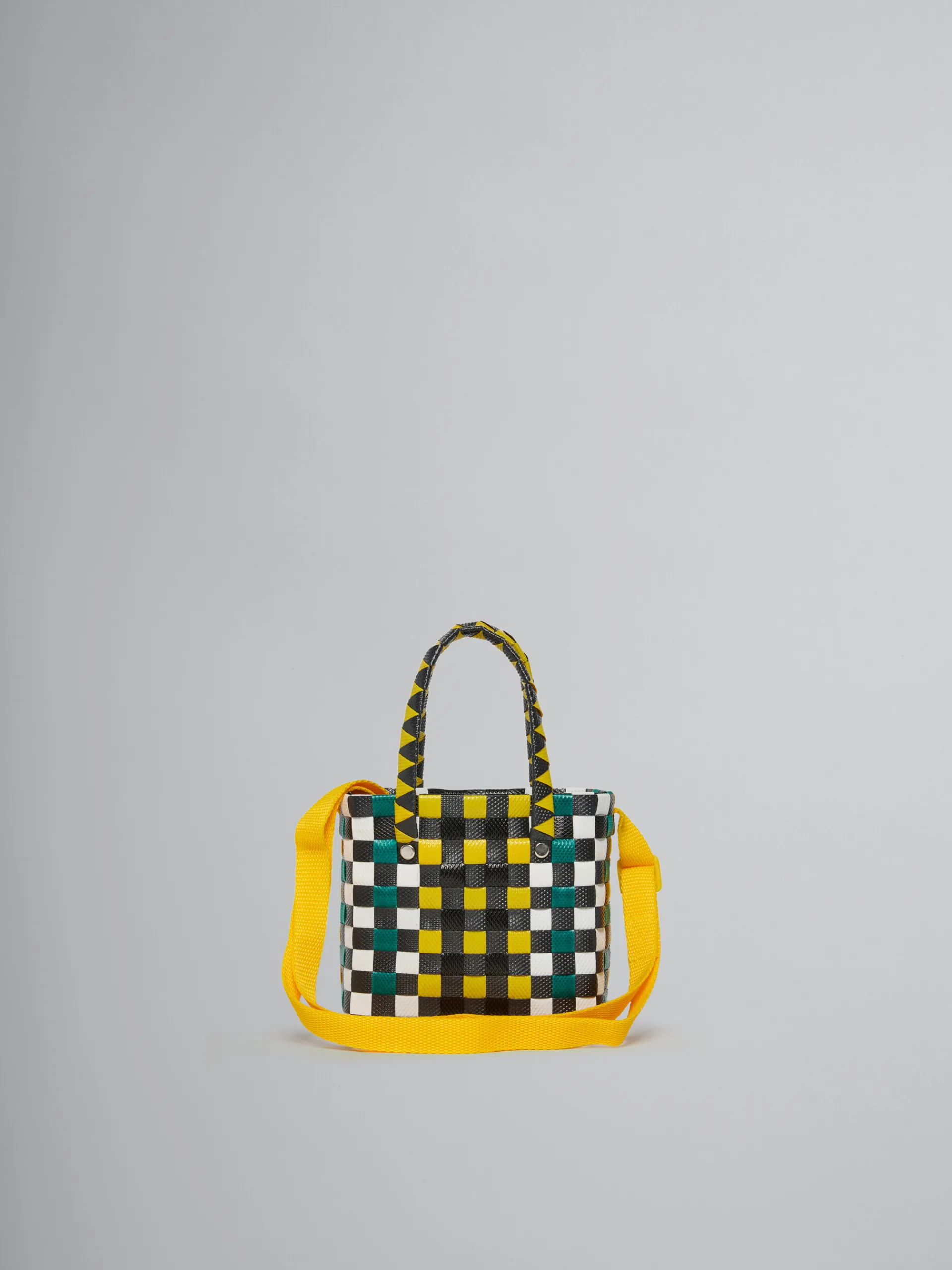 Kids>Marni Multicolor Woven Micro Basket Bag BUTTERCUP/WHITE/PINE GREEN