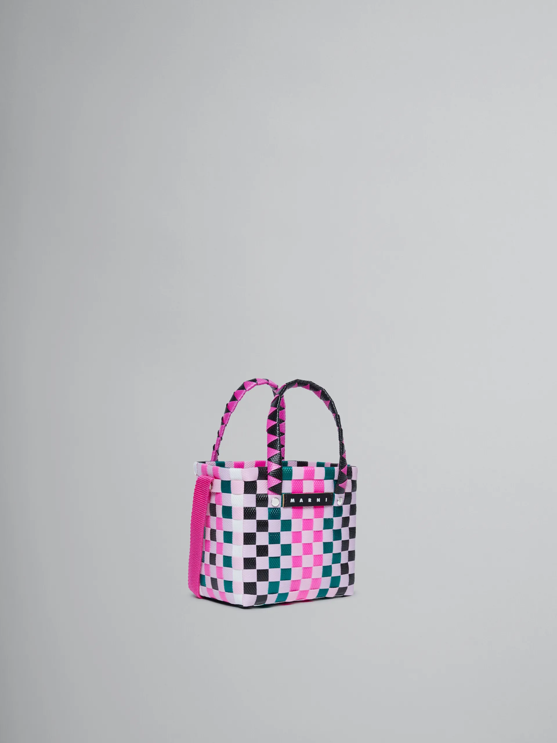 Kids>Marni Multicolor Woven Micro Basket Bag LILAC SACKET/BLACK/PINE GREEN