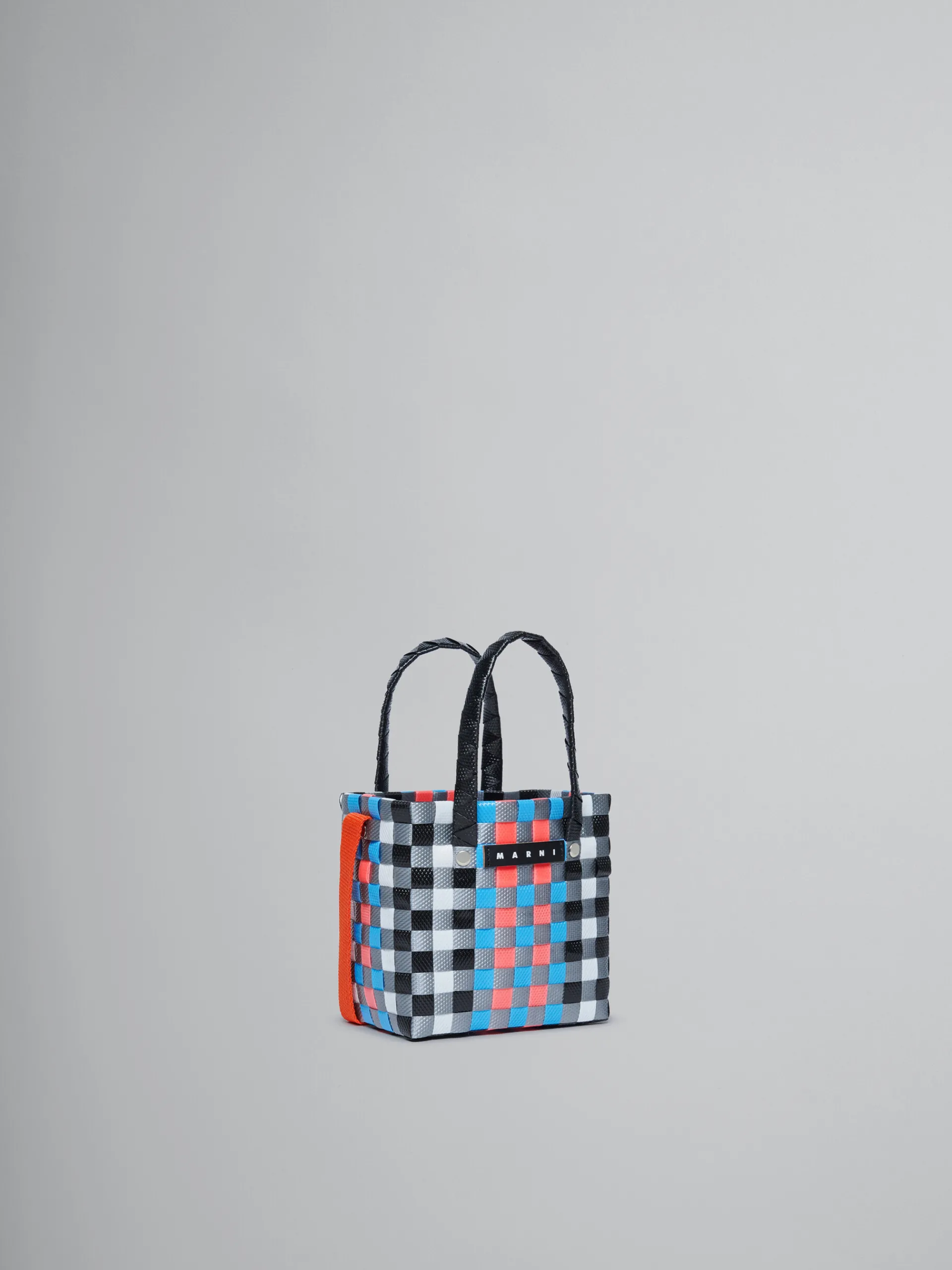 Kids>Marni Multicolor Woven Micro Basket Bag BLACK/WHITE/GREY