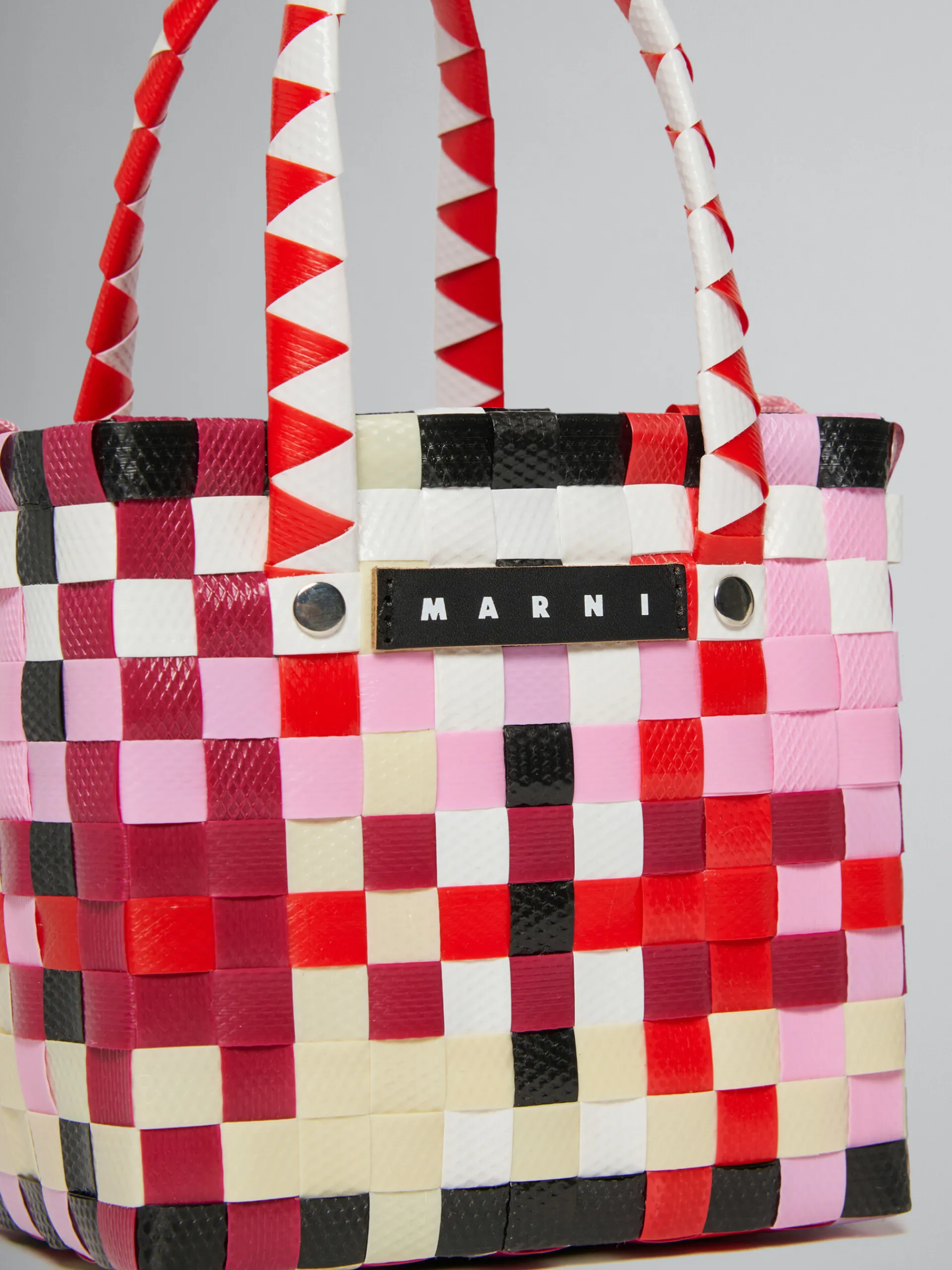 Kids>Marni Multicolor Woven Micro Basket Bag WHITE/BRIGHT RED/LILAC SACKET