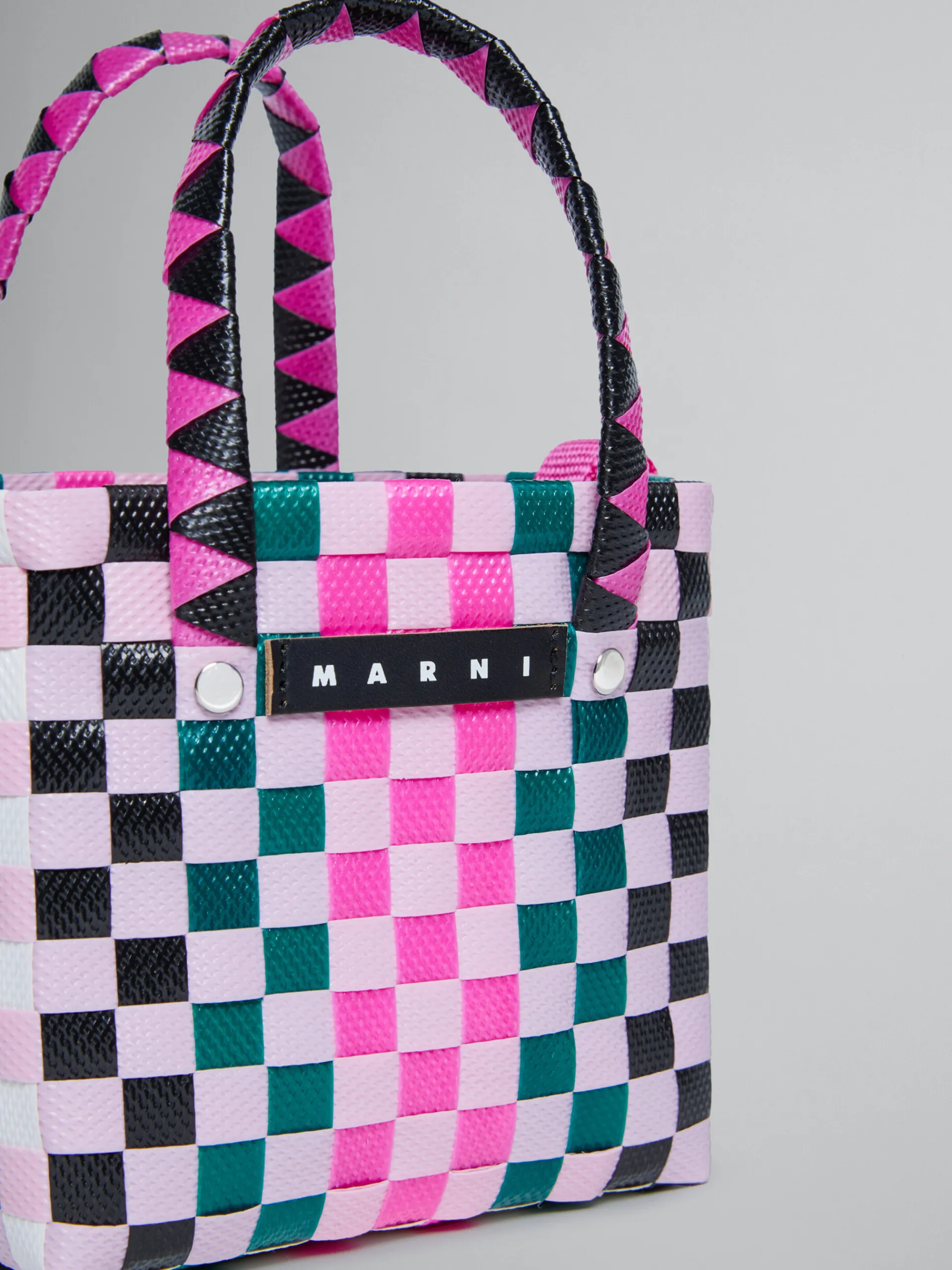 Kids>Marni Multicolor Woven Micro Basket Bag LILAC SACKET/BLACK/PINE GREEN