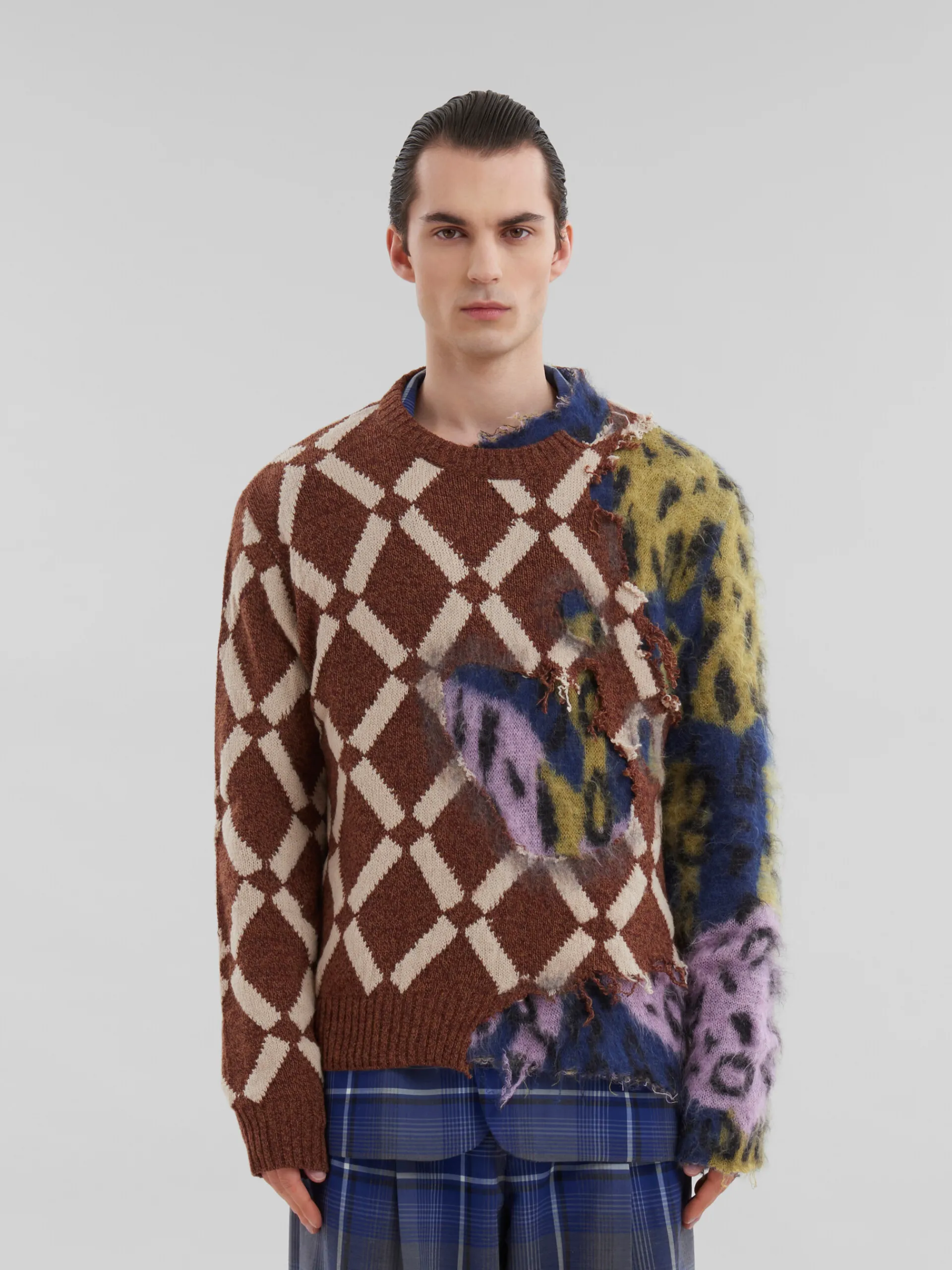 Knitwear>Marni Multicolour Argyle Wool-mohair Two-in-one Jumper MULTICOLOR