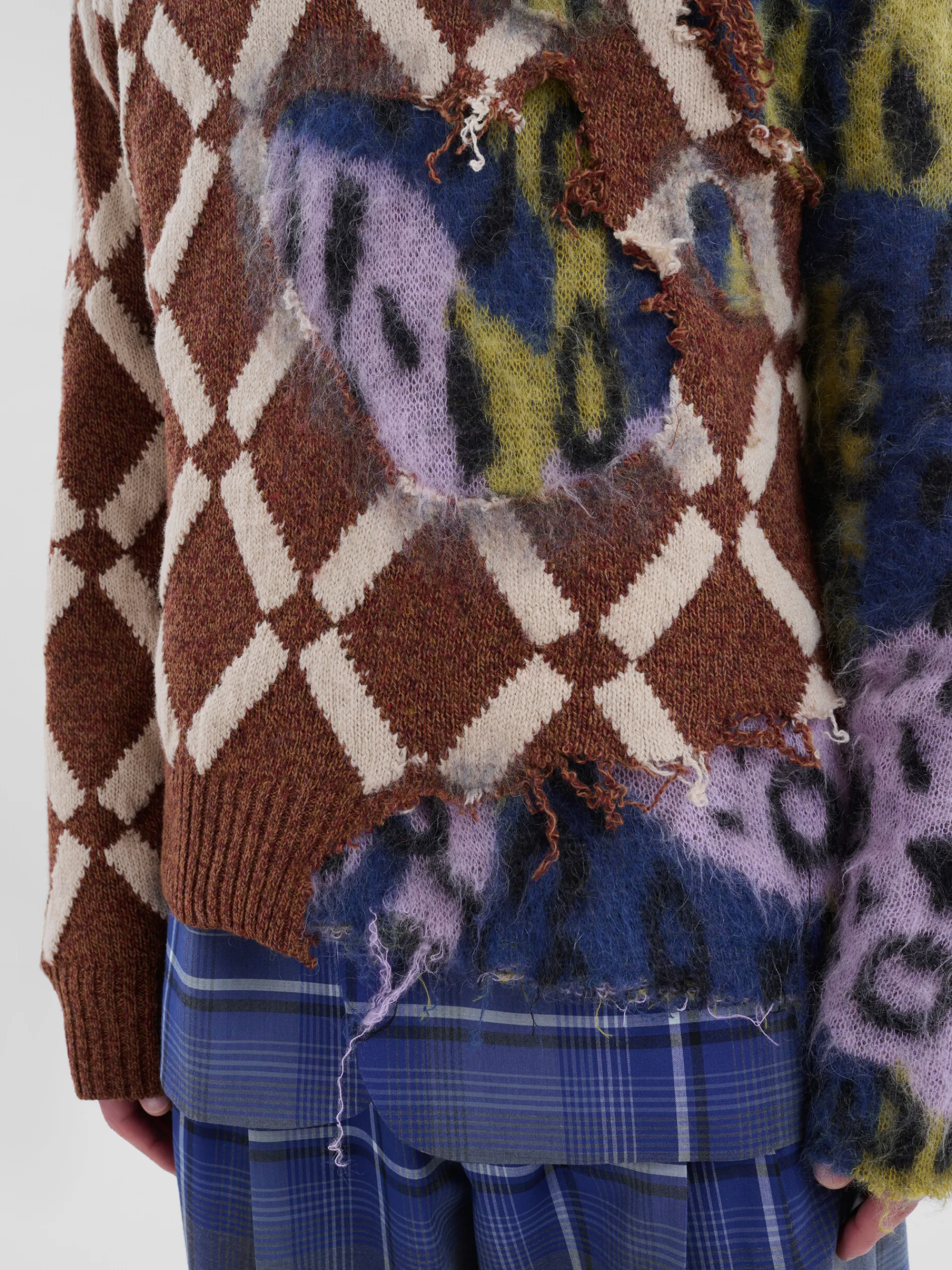 Knitwear>Marni Multicolour Argyle Wool-mohair Two-in-one Jumper MULTICOLOR