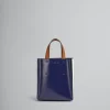 Tote Bags>Marni MUSEO Mini Bag In Blue And White Leather BLUBLACK/SHELL/MOCA