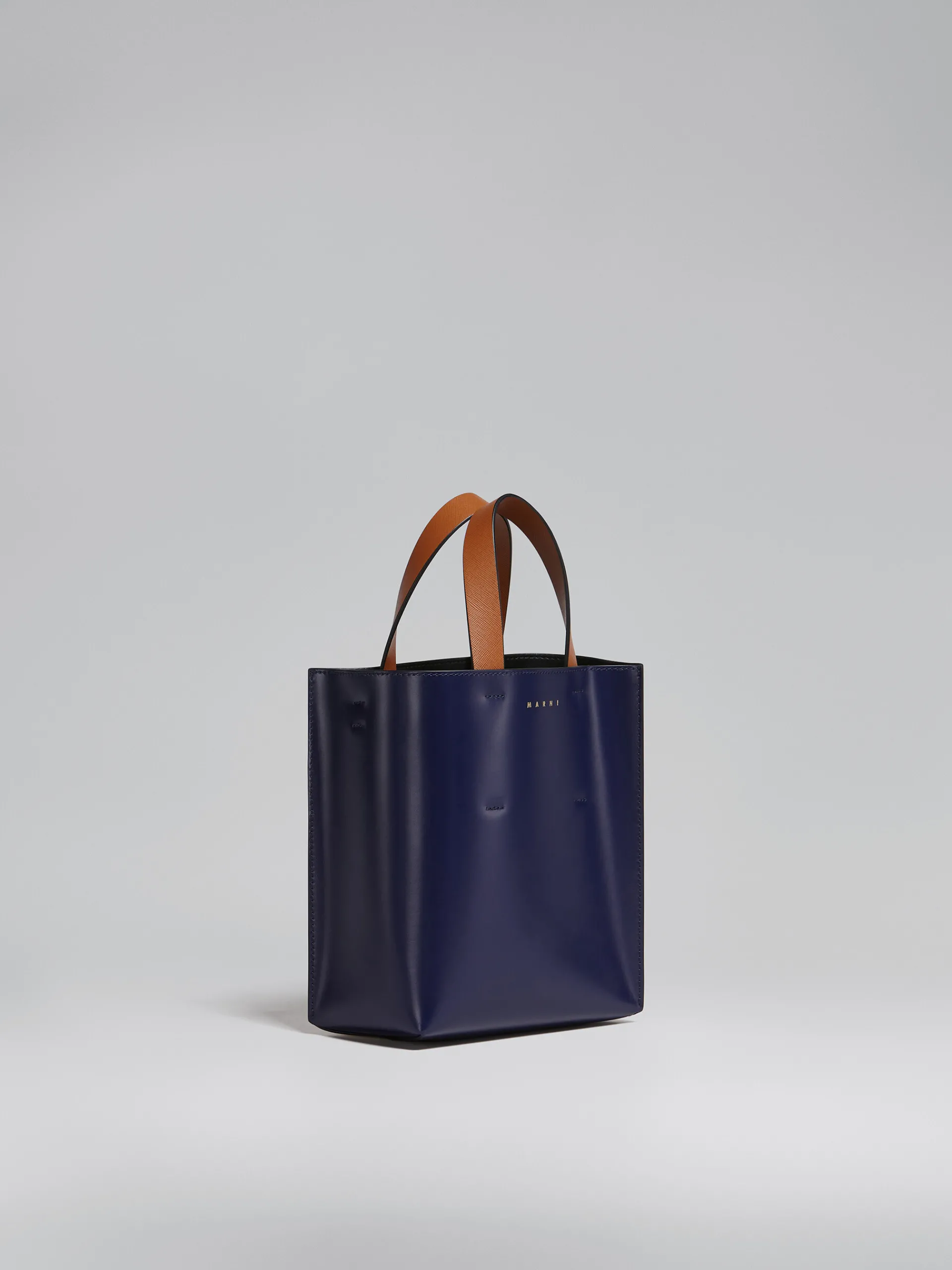 Tote Bags>Marni MUSEO Mini Bag In Blue And White Leather BLUBLACK/SHELL/MOCA