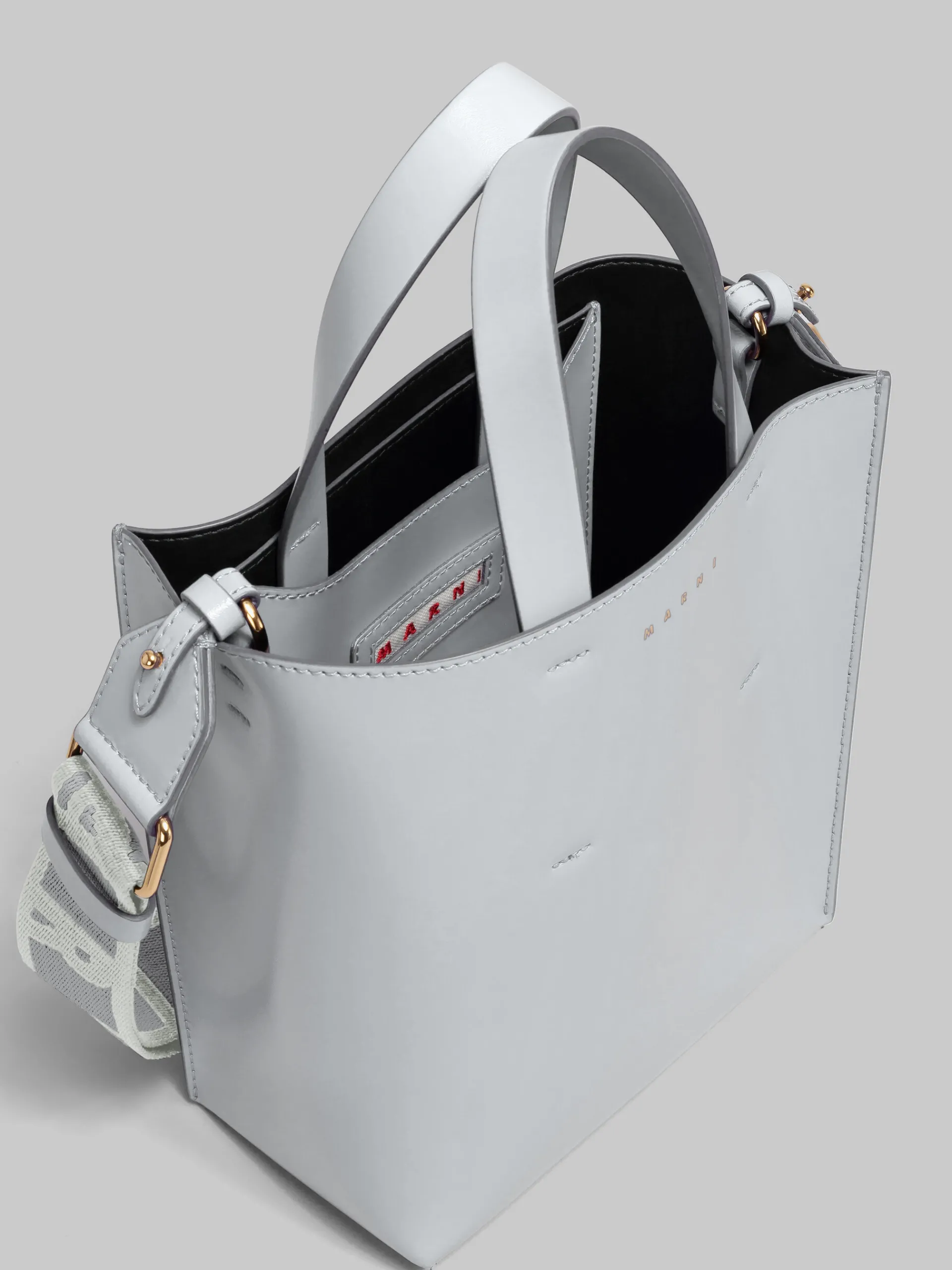 Tote Bags>Marni Museo Mini Bag In Grey Leather SODIUM