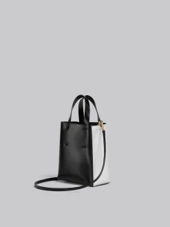 Tote Bags>Marni MUSEO Mini Bag In White And Black Leather STONE/BLACK