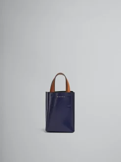 Tote Bags>Marni MUSEO Nano Bag In Blue And White Leather BLUBLACK/SHELL/MOCA