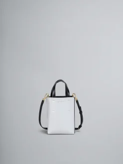 Crossbody Bags | Tote Bags>Marni MUSEO Nano Bag In White And Black Leather STONE/BLACK