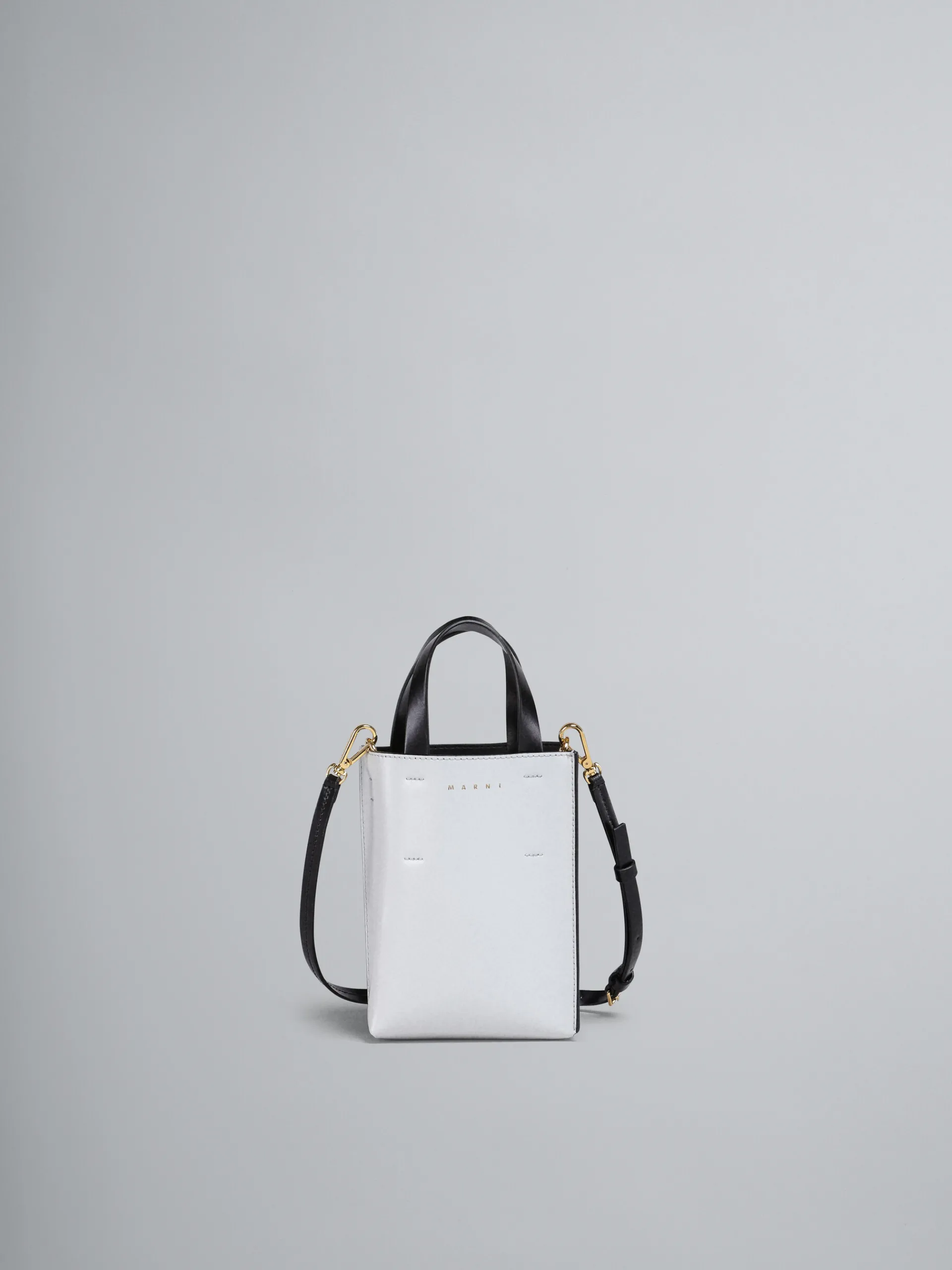 Crossbody Bags | Tote Bags>Marni MUSEO Nano Bag In White And Black Leather STONE/BLACK