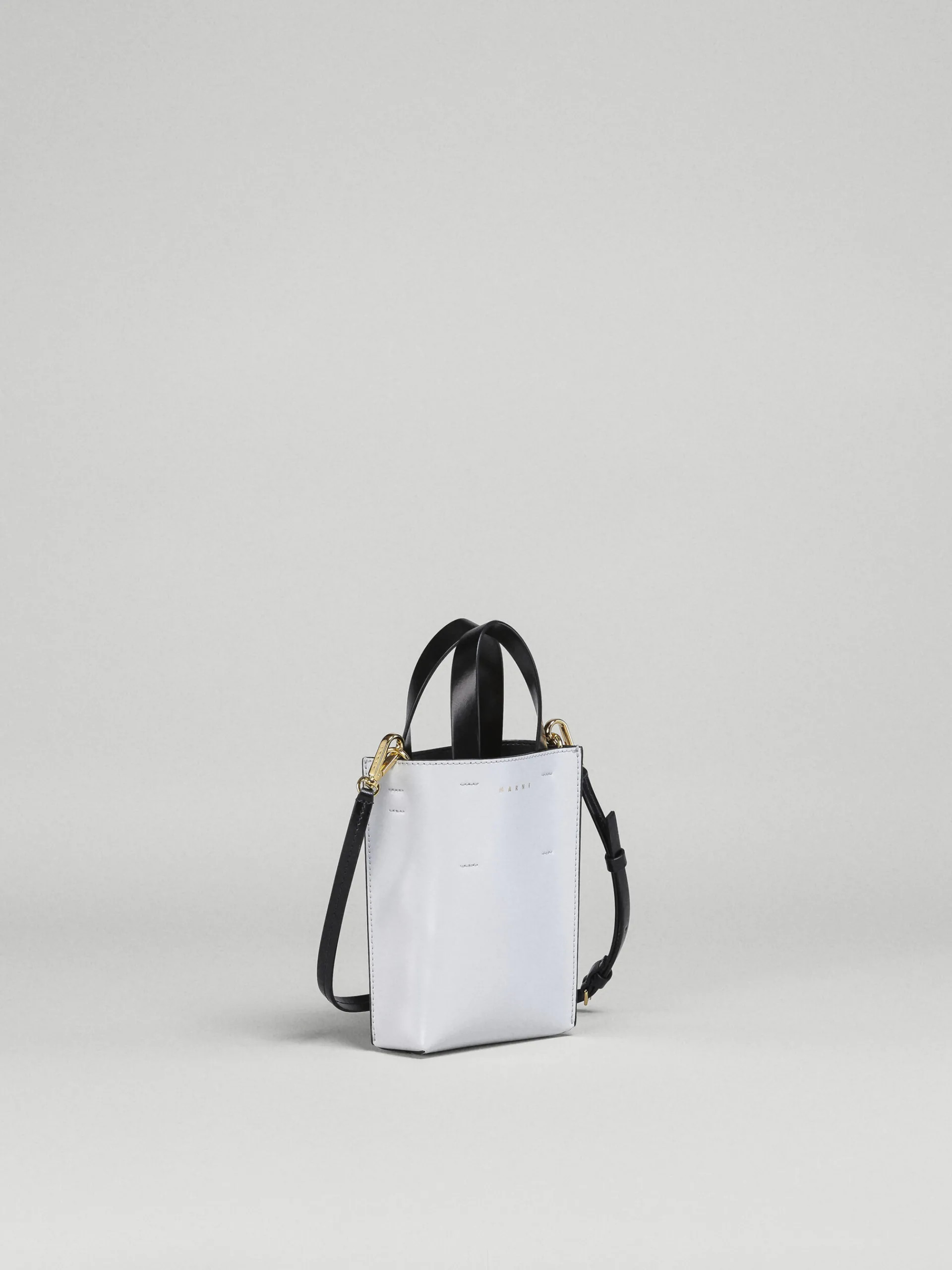 Crossbody Bags | Tote Bags>Marni MUSEO Nano Bag In White And Black Leather STONE/BLACK