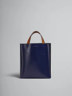Tote Bags>Marni MUSEO Small Bag In Blue And White Leather BLUBLACK/SHELL/MOCA