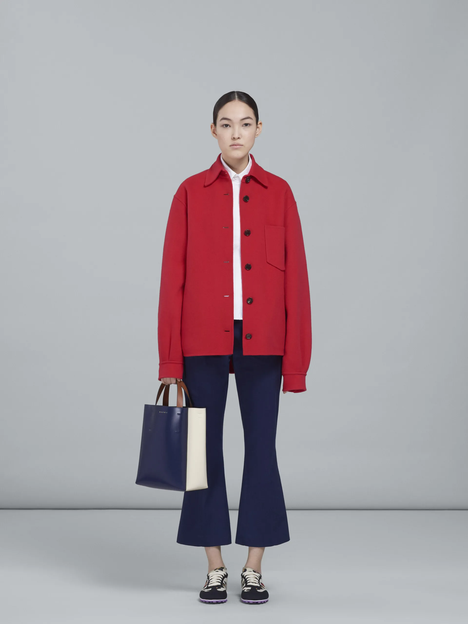 Tote Bags>Marni MUSEO Small Bag In Blue And White Leather BLUBLACK/SHELL/MOCA