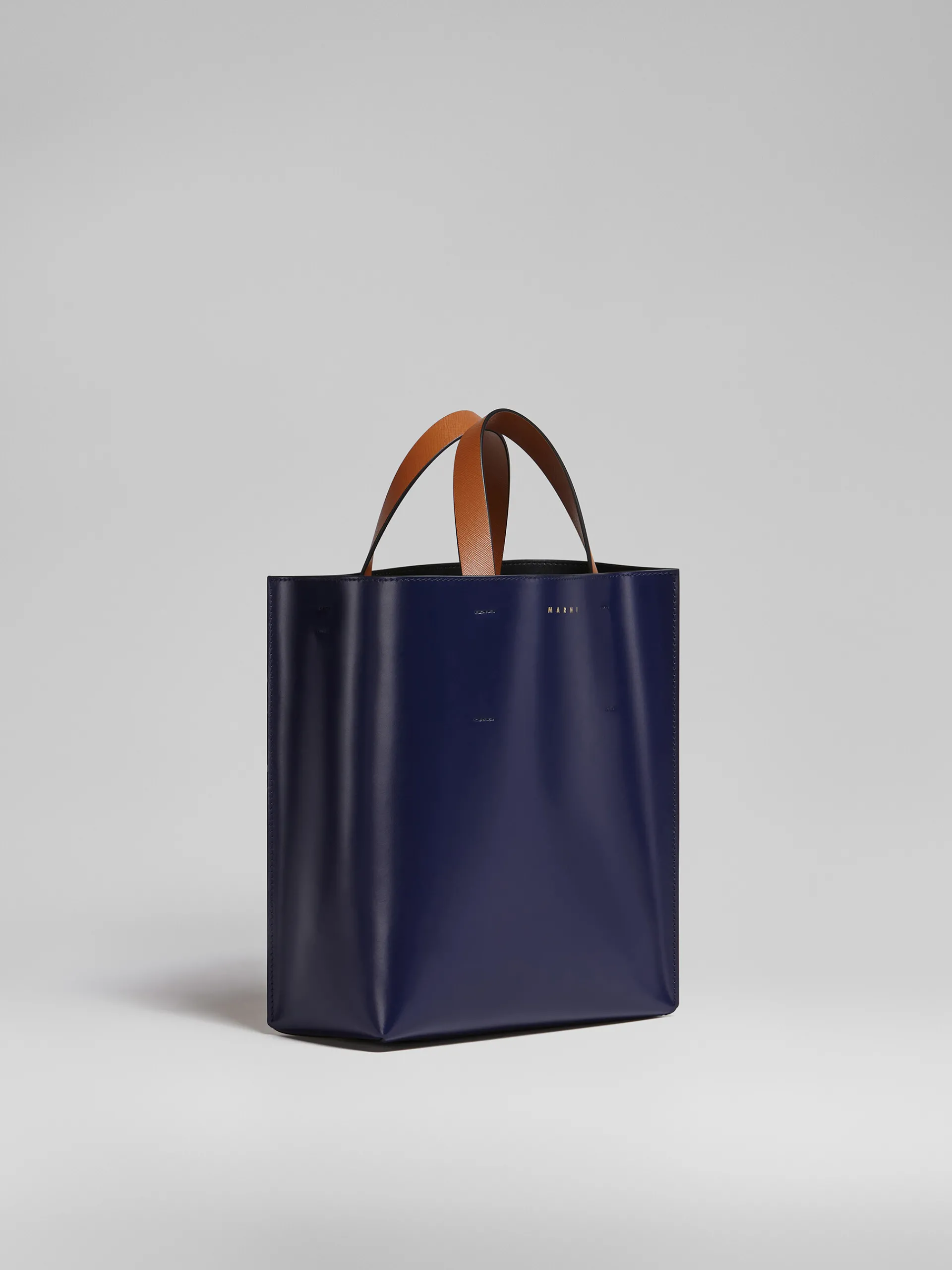 Tote Bags>Marni MUSEO Small Bag In Blue And White Leather BLUBLACK/SHELL/MOCA