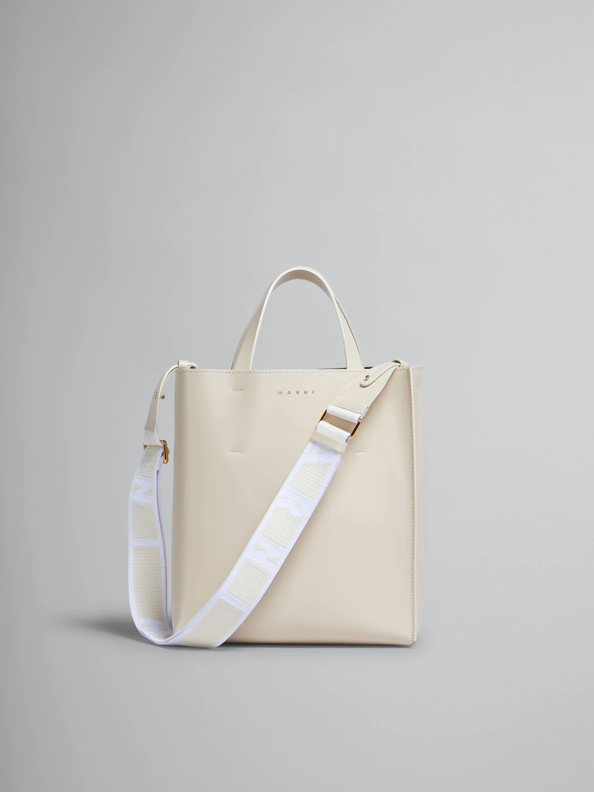 Tote Bags>Marni Museo Small Bag In Cream Leather SEASHELL