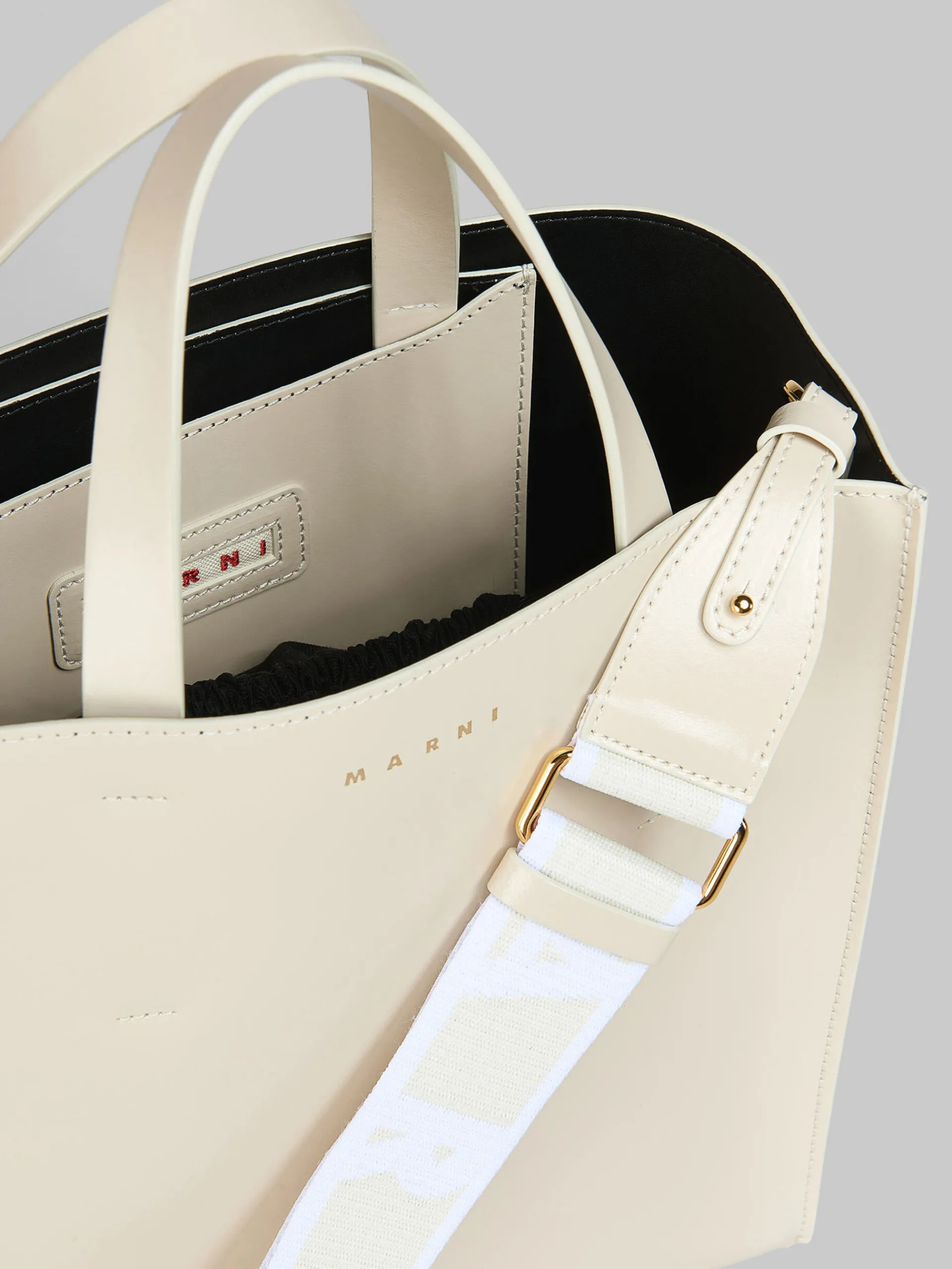 Tote Bags>Marni Museo Small Bag In Cream Leather SEASHELL