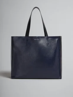 Tote Bags>Marni Museo Soft Bag In Blue And Black Leather NAVYBLUE/BLACK