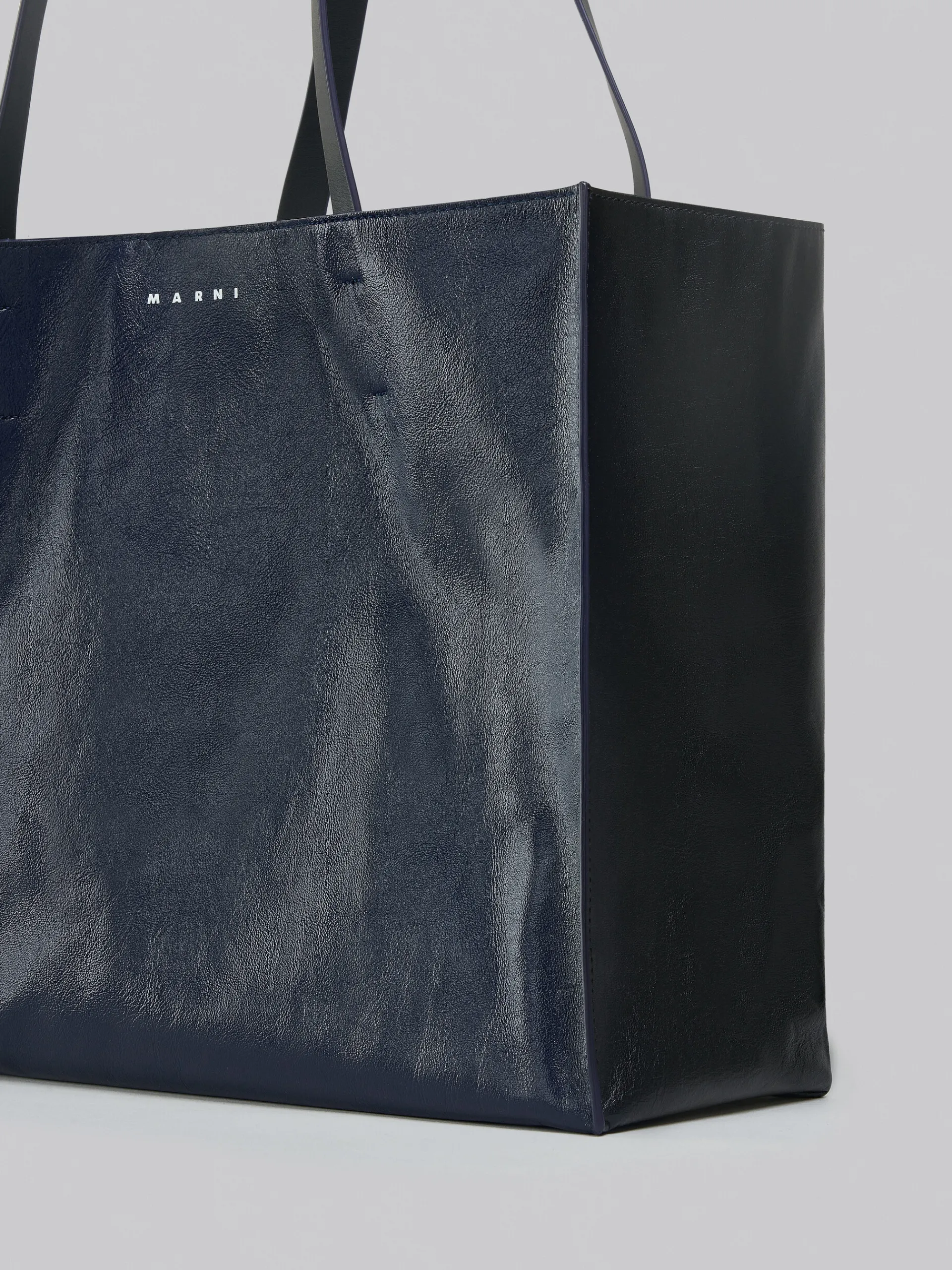 Tote Bags>Marni Museo Soft Bag In Blue And Black Leather NAVYBLUE/BLACK