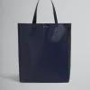 Tote Bags>Marni Museo Soft Large Bag In Black And Blue Leather NAVYBLUE/BLACK