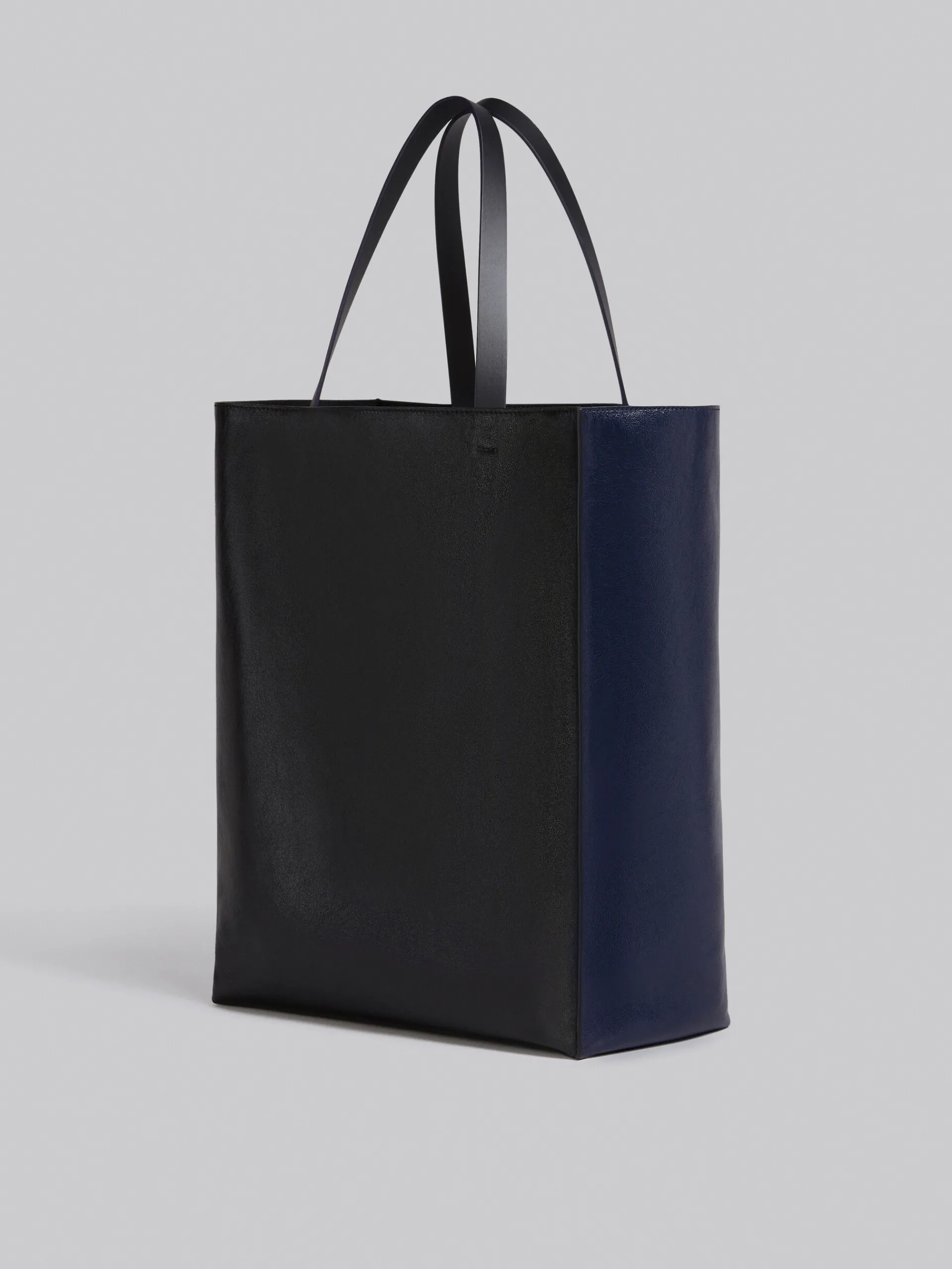 Tote Bags>Marni Museo Soft Large Bag In Black And Blue Leather NAVYBLUE/BLACK