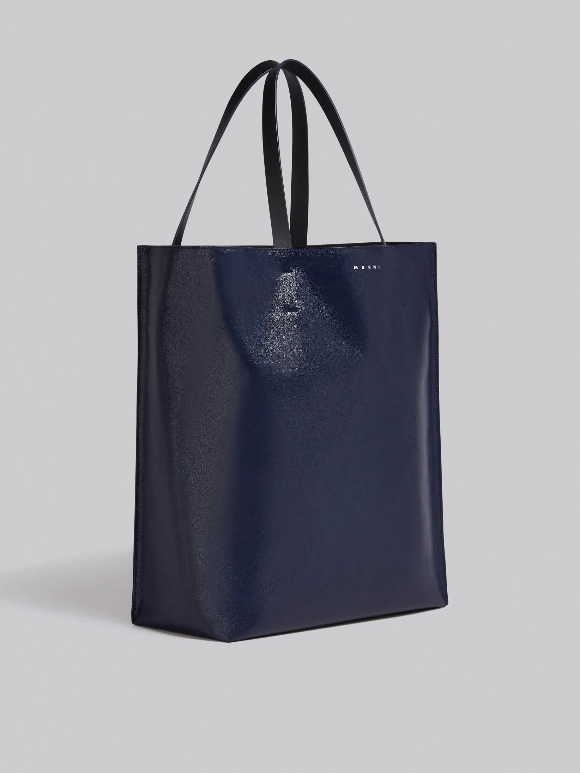 Tote Bags>Marni Museo Soft Large Bag In Black And Blue Leather NAVYBLUE/BLACK