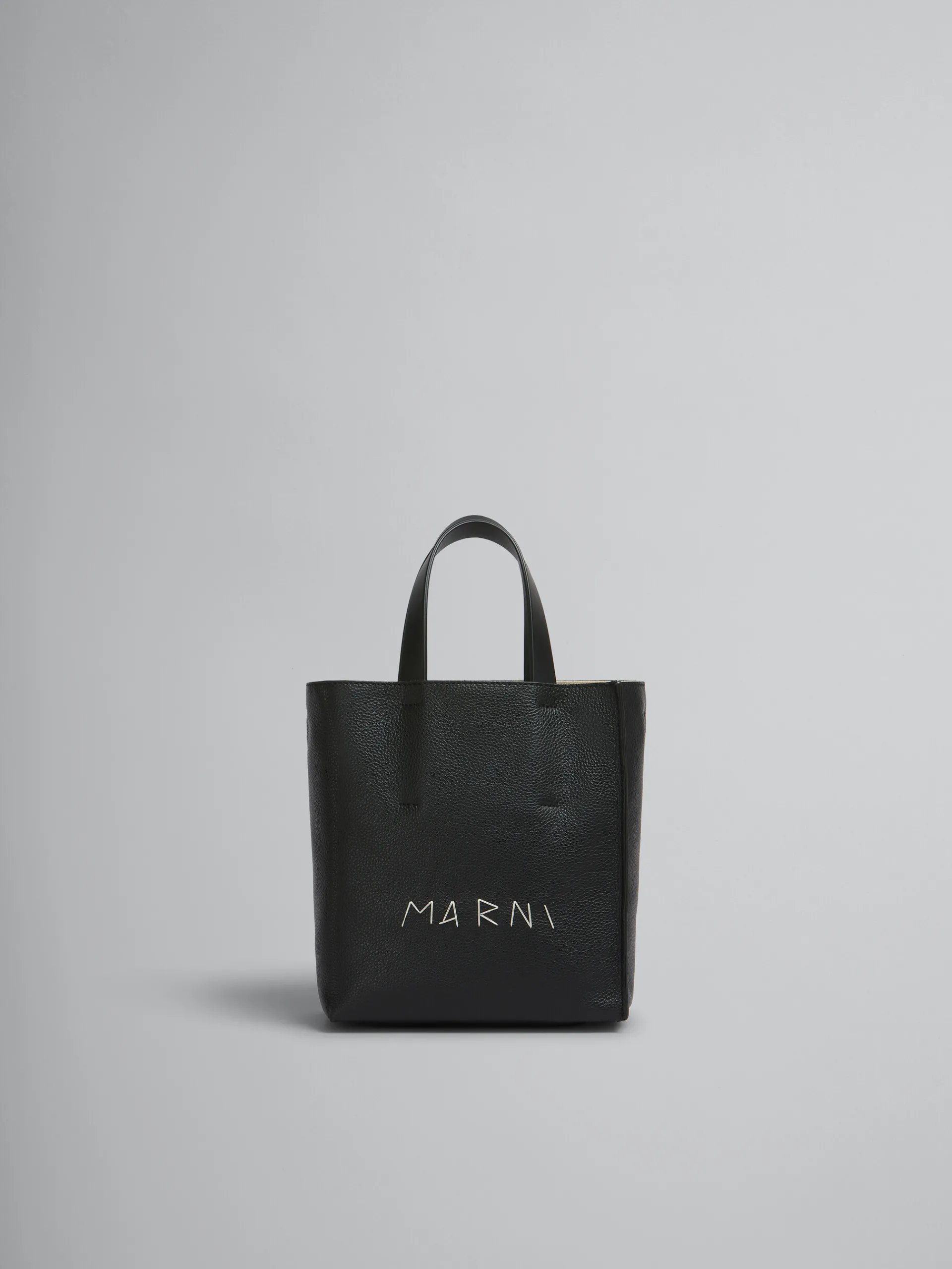 Tote Bags>Marni Museo Soft Mini Bag In Leather With Mending BLACK