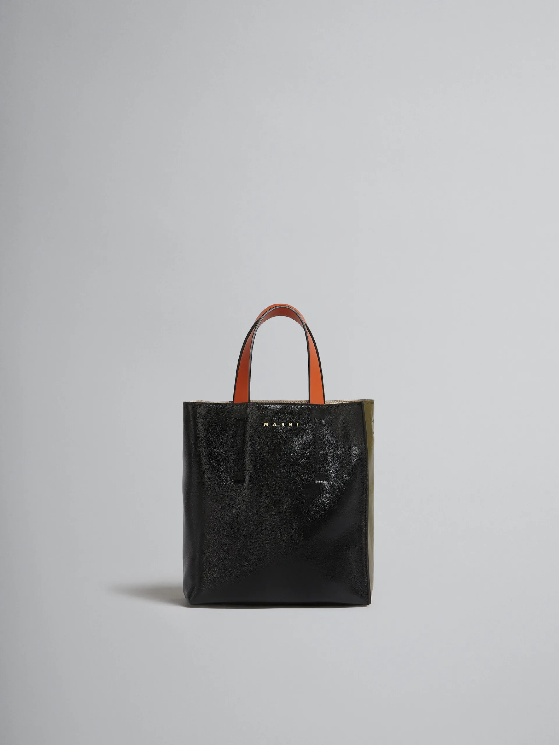 Tote Bags>Marni MUSEO SOFT Mini Bag In Black And Green Leather BLACK/MOSSTONE/TILE