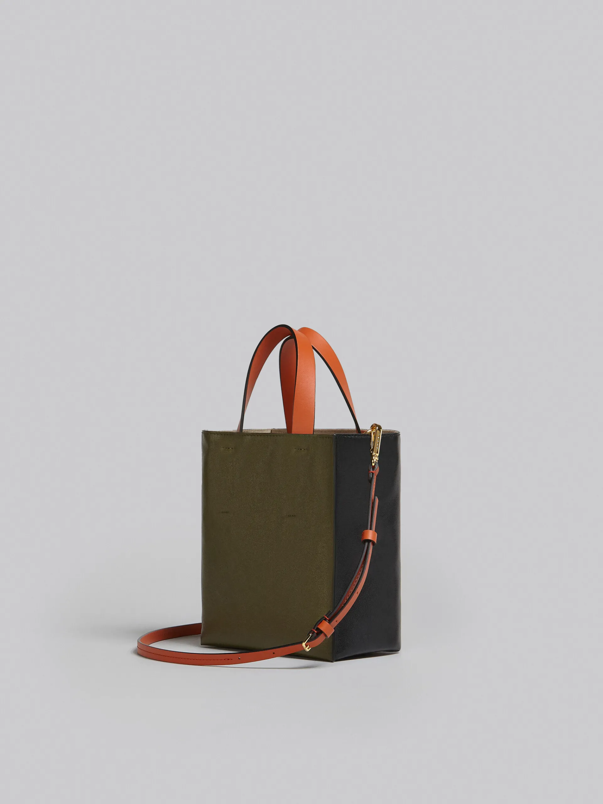 Tote Bags>Marni MUSEO SOFT Mini Bag In Black And Green Leather BLACK/MOSSTONE/TILE
