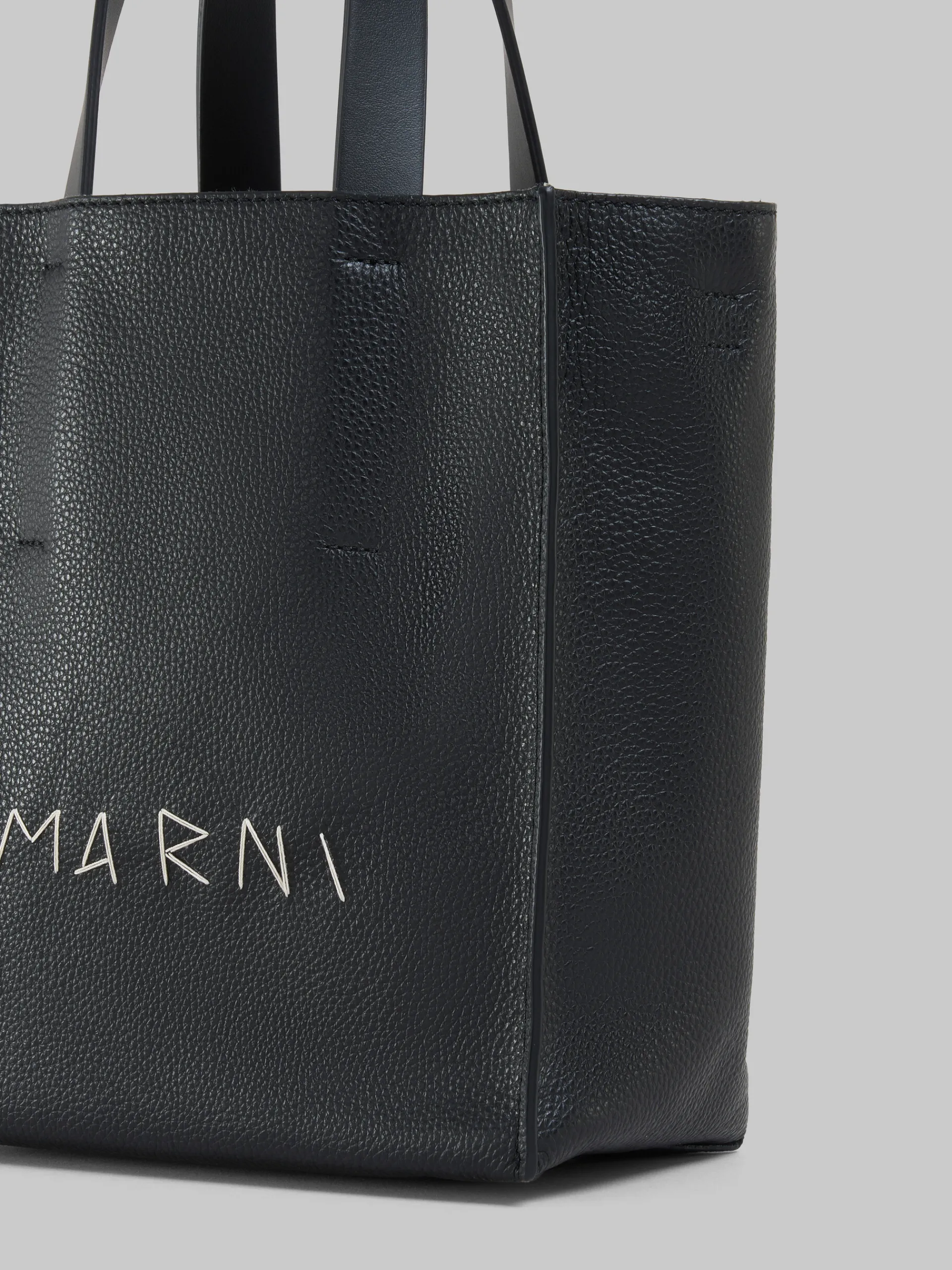 Tote Bags>Marni Museo Soft Mini Bag In Leather With Mending BLACK