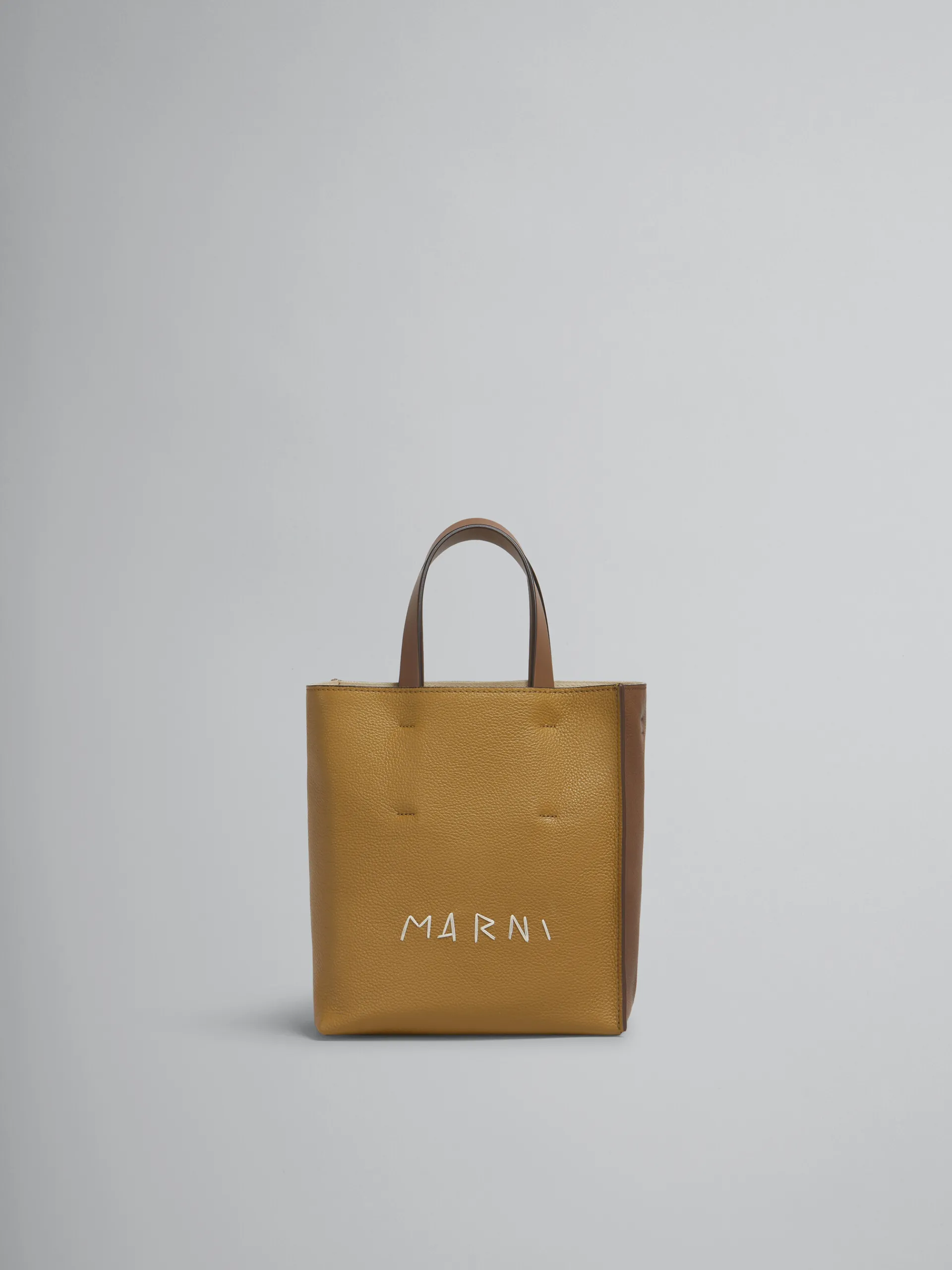 Tote Bags>Marni Museo Soft Mini Bag In Brown Colour-block Leather With Mending ANTIQUE ROSE/PALE PEACH