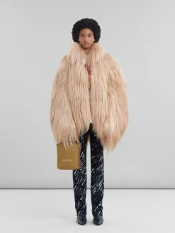 Tote Bags>Marni Museo Soft Mini Bag In Brown Colour-block Leather With Mending ANTIQUE ROSE/PALE PEACH