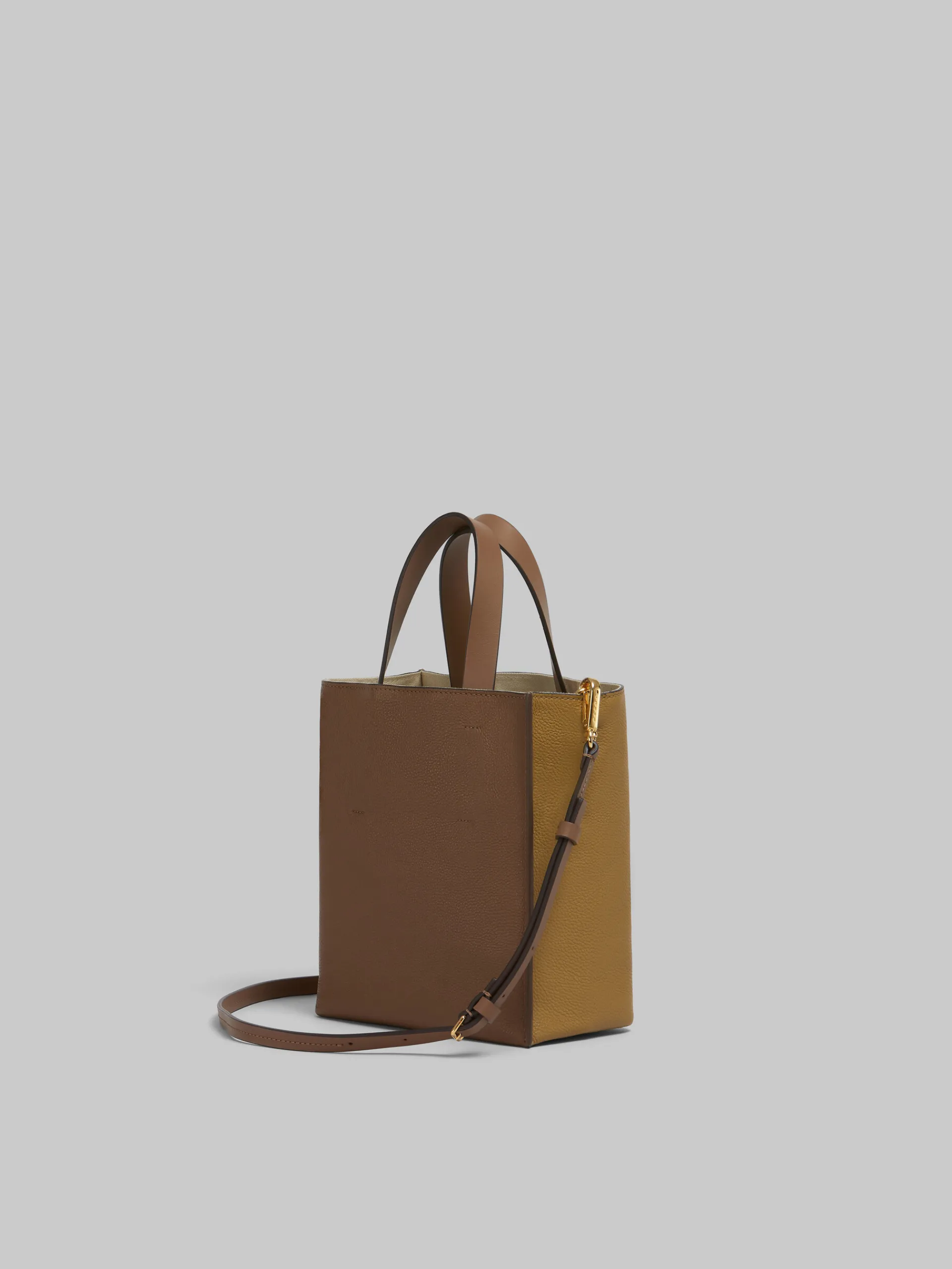 Tote Bags>Marni Museo Soft Mini Bag In Brown Colour-block Leather With Mending ANTIQUE ROSE/PALE PEACH