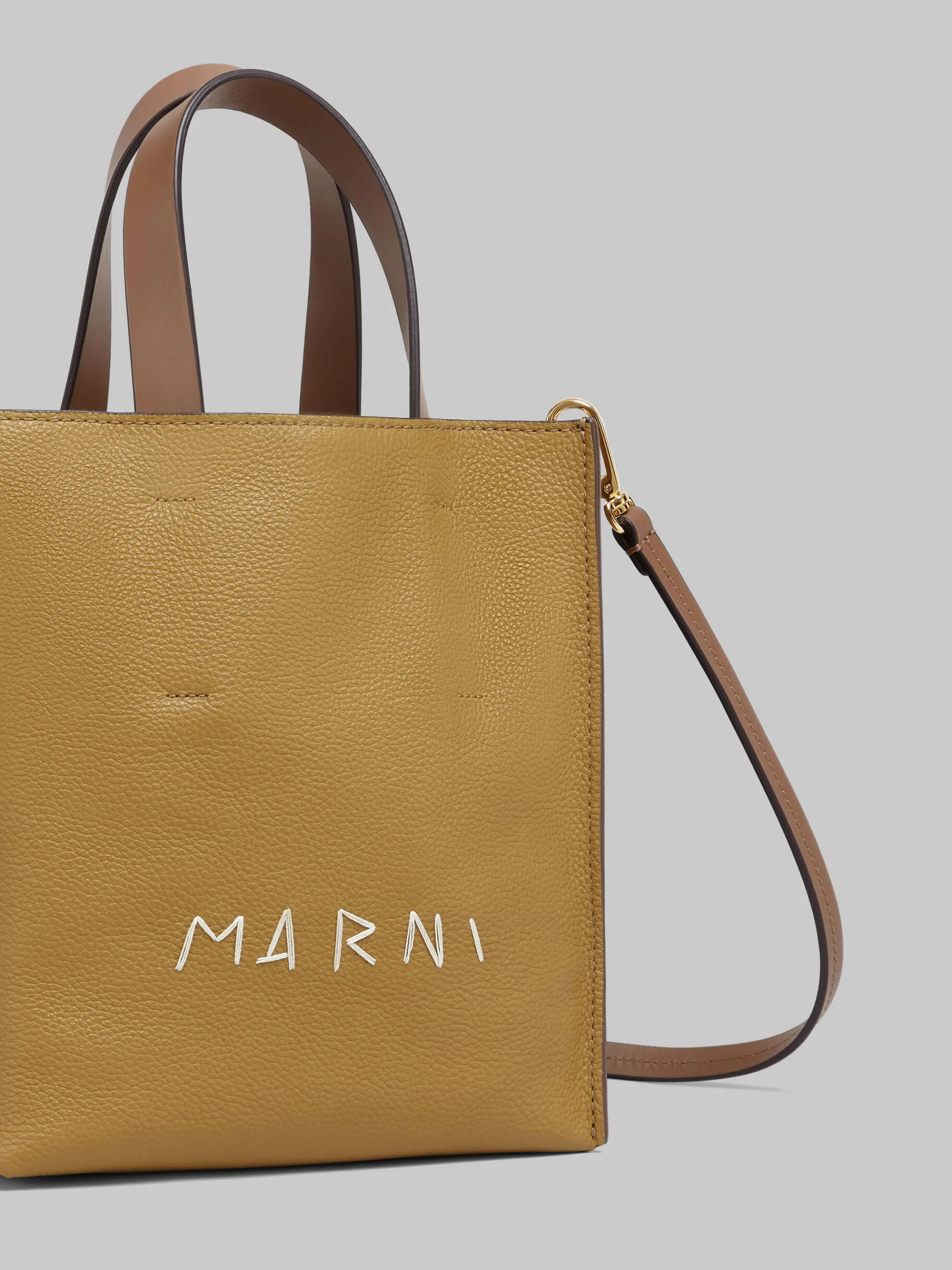Tote Bags>Marni Museo Soft Mini Bag In Brown Colour-block Leather With Mending ANTIQUE ROSE/PALE PEACH