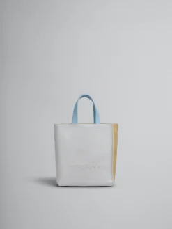 Tote Bags>Marni Museo Soft Mini Bag In Grey Beige And Blue Leather With Mending SODIUM/NOMAD/DUSY BLUE
