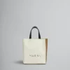 Tote Bags>Marni Museo Soft Mini Bag In Ivory And Brown Leather With Mending IVORY/CRETA/BLACK