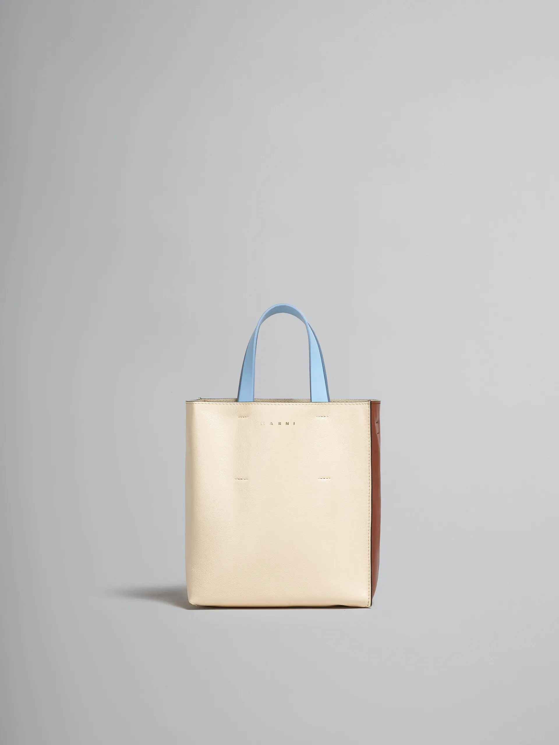 Tote Bags>Marni Museo Soft Mini Bag In White Brown And Light Blue Leather SHELL/MOCA