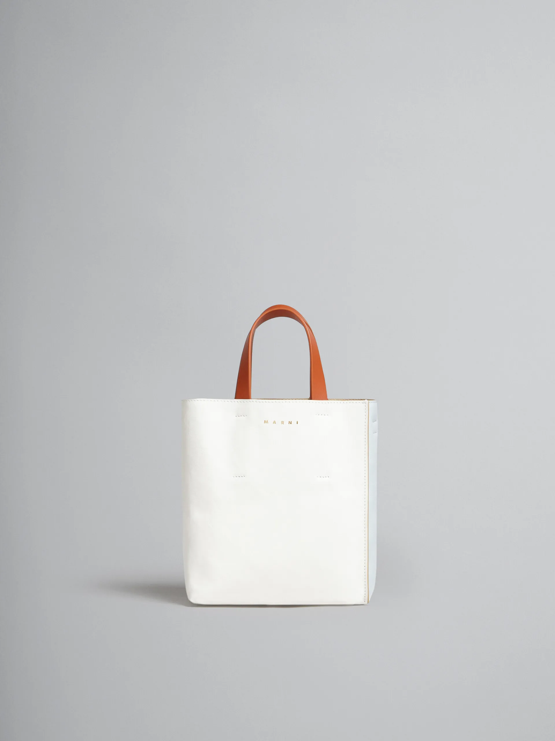 Tote Bags>Marni Museo Soft Mini Bag In White Light Blue And Orange Leather LILYWHITE/CLOUD