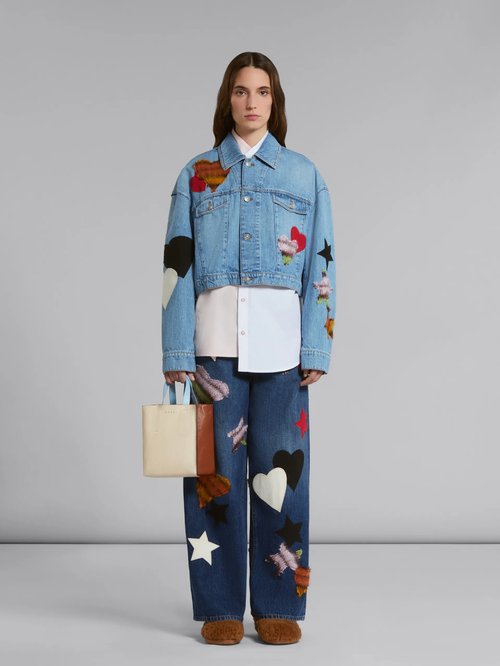 Tote Bags>Marni Museo Soft Mini Bag In White Brown And Light Blue Leather SHELL/MOCA