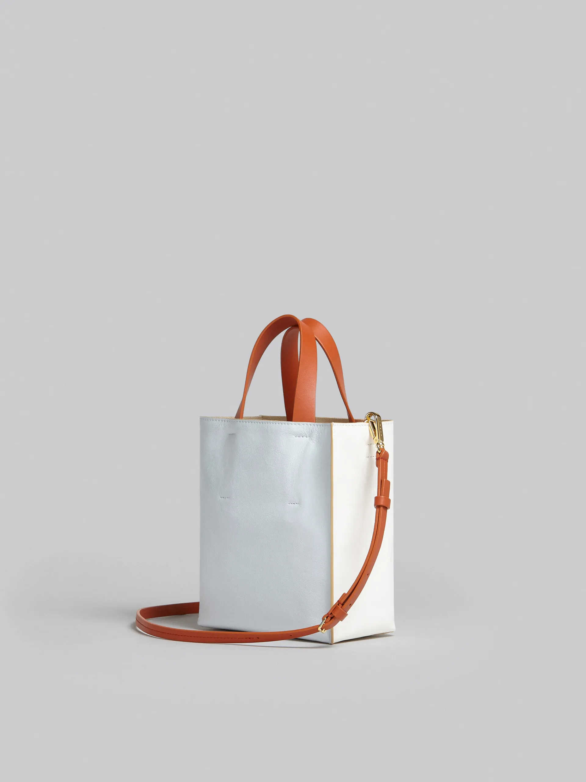 Tote Bags>Marni Museo Soft Mini Bag In White Light Blue And Orange Leather LILYWHITE/CLOUD