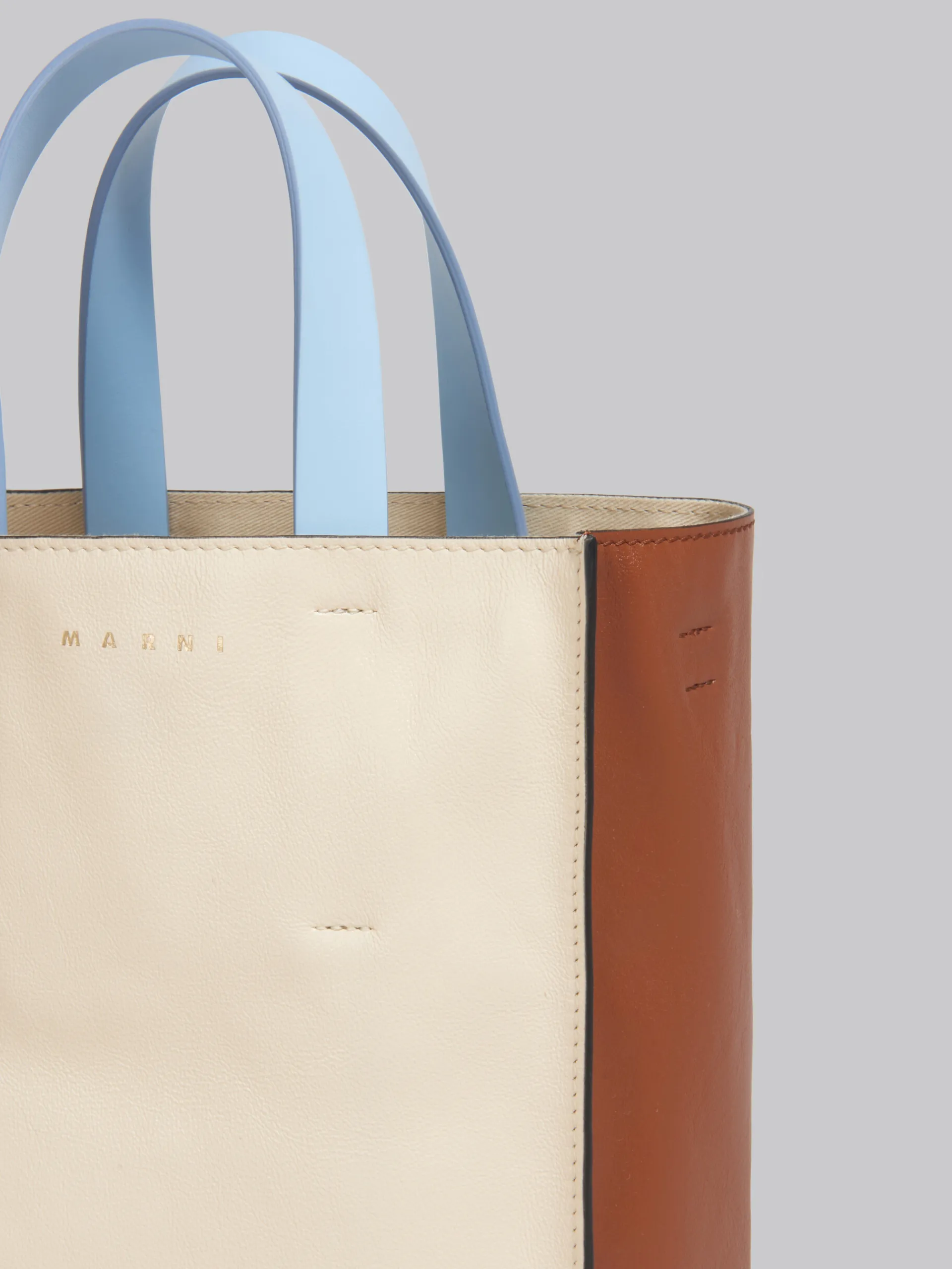 Tote Bags>Marni Museo Soft Mini Bag In White Brown And Light Blue Leather SHELL/MOCA
